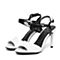 BASTO/百思图夏季专柜同款白/黑色牛皮简约优雅细高跟女凉鞋TY704BL6