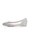 BASTO/百思图春季专柜同款银/白色布简约时尚女单鞋TS922AQ6