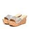 BASTO/百思图夏季专柜同款金色亮片布时尚优雅坡跟女鞋TBZ02BT6