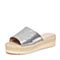 BASTO/百思图夏季专柜同款银色羊皮简约时尚坡跟女鞋TUC06BT6
