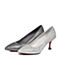 BASTO/百思图春季专柜同款银色羊皮革水钻浅口高跟女单鞋16A07AQ6