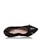 BASTO/百思图春季专柜同款黑色羊皮蝴蝶结浅口坡跟女单鞋16A31AQ6