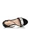 BASTO/百思图夏季专柜同款黑色牛皮甜美一字带坡跟女皮凉鞋TTP05BL6
