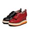 BASTO/百思图秋季专柜同款红色牛皮流苏系带内增高女休闲鞋TXU21CM6