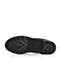 BASTO/百思图秋季专柜同款黑色牛剖层皮革圆头方跟短筒女皮靴16C13CD6