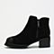 BASTO/百思图冬季专柜同款黑色牛剖层皮革休闲粗跟女皮靴(绒里)16D15DD6