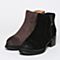 BASTO/百思图冬季专柜同款黑色牛剖层皮革休闲粗跟女皮靴(绒里)16D15DD6