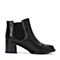 BASTO/百思图冬季专柜同款黑色牛皮休闲女皮靴短靴（绒里）TYI44DD6