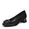 BASTO/百思图春季专柜同款黑色沙丁布优雅复古女鞋TX524AQ7
