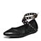 BASTO/百思图春季专柜同款黑色羊皮平跟尖头女休闲鞋TM724AQ7