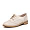 BASTO/百思图春季专柜同款米白色羊皮布洛克女皮鞋TM228AM7