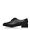 BASTO/百思图春季专柜同款黑色小牛皮布洛克女皮鞋TM228AM7