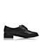 BASTO/百思图春季专柜同款黑色小牛皮布洛克女皮鞋TM228AM7