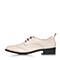 BASTO/百思图春季专柜同款米白色牛皮英伦布洛克纯色方跟女单鞋TS724AM7