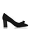 BASTO/百思图春季黑色羊皮简约优雅粗高跟女单鞋YSD09AQ7