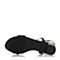 BASTO/百思图夏季专柜同款黑色山羊皮简约一字粗跟女凉鞋TCT06BL7