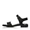 BASTO/百思图夏季专柜同款黑色波浪一字方跟女凉鞋TQX01BL7