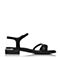 BASTO/百思图夏季专柜同款黑色羊皮休闲水钻平跟女凉鞋TQX02BL7