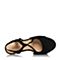 BASTO/百思图夏季专柜同款黑色羊绒皮罗马绑带坡跟女凉鞋TUI03BL7