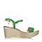 BASTO/百思图夏季专柜同款绿色羊皮波浪边一字坡跟女凉鞋TUI16BL7