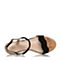 BASTO/百思图夏季专柜同款黑色羊皮波浪边一字坡跟女凉鞋TUI16BL7