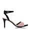 BASTO/百思图夏季专柜同款粉/黑色牛皮优雅细高跟简约女凉鞋TZ210BL7
