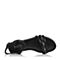 BASTO/百思图夏季专柜同款黑色羊皮休闲水钻平跟女凉鞋TCK01BL7