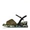 BASTO/百思图夏季专柜同款绿/黑色牛毛羊皮拼色坡跟女凉鞋TCN01BL7