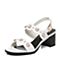 BASTO/百思图夏季专柜同款白色牛皮珍珠通勤粗高跟女凉鞋CO01DBL7
