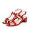 BASTO/百思图夏季专柜同款红色牛皮甜美珍珠粗跟女凉鞋TCT01BL7