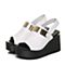 BASTO/百思图夏季专柜同款白色牛皮休闲魔术贴坡跟女凉鞋TGZ02BL7