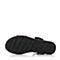 BASTO/百思图夏季专柜同款黑色羊皮几何一字坡跟女凉鞋JQ01DBL7
