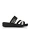 BASTO/百思图夏季专柜同款黑/白色亮片布居家休闲坡跟女凉鞋TJQ07BT7