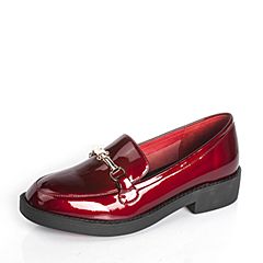 BASTO/百思图春季红色牛皮时尚纯色女皮鞋C2355AM7