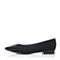BASTO/百思图春季专柜同款黑色绒布复古尖头浅口女单鞋TQJ30AQ7