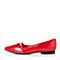 BASTO/百思图春季红色漆牛皮时尚纯色优雅尖头方跟女单鞋38811AQ7