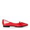 BASTO/百思图春季红色漆牛皮时尚纯色优雅尖头方跟女单鞋38811AQ7