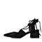 BASTO/百思图夏季黑色羊绒皮优雅尖头粗高跟绑带女凉鞋P3606BL7