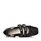 BASTO/百思图春季黑色羊皮甜美舒适绑带方头芭蕾舞女单鞋76829AQ7