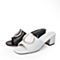 BASTO/百思图新款夏季专柜同款白色羊皮方头女凉拖鞋17B49BT7