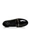 BASTO/百思图秋季专柜同款黑色光面超纤PU休闲浅口方跟女单鞋YHV01CQ7