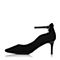 BASTO/百思图秋季专柜同款黑色羊绒皮简约细高跟浅口女皮鞋TX829CQ7