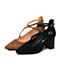 BASTO/百思图秋季专柜同款黑色优雅通勤粗跟女浅口鞋RBC20CQ7