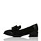 BASTO/百思图秋季专柜同款黑色牛皮/布面甜美蝴蝶结方跟女单鞋TYD22CQ7