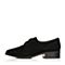 BASTO/百思图秋季专柜同款黑色羊皮休闲简约系带方跟女单鞋17C08CM7