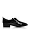 BASTO/百思图秋季专柜同款黑色人造革漆皮系带方跟女单鞋TS730CM7