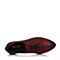 BASTO/百思图秋季专柜同款酒红色牛皮简约尖头系带方跟女单鞋TYD25CM7