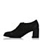 BASTO/百思图秋季专柜同款黑色牛皮时尚尖头系带粗高跟女单鞋TXD29CM7