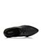 BASTO/百思图秋季专柜同款黑色牛皮简约休闲粗高跟尖头女皮鞋TW821CM7