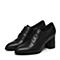 BASTO/百思图秋季专柜同款黑色牛皮简约休闲粗高跟尖头女皮鞋TW821CM7